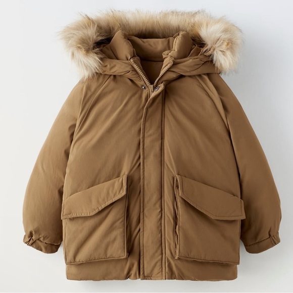 Zara Other - Zara kids faux fur lined hood parka coat